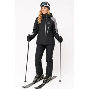 Helly Hansen Jacket Womens M Gray Softshell Waterproof Hooded Full‎ Zip Rain